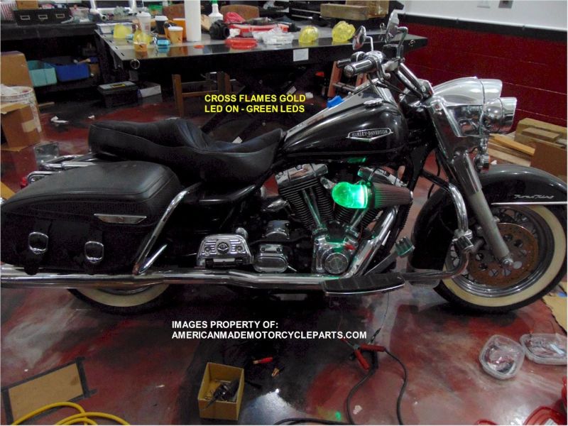 3D LED CROSS FLAMES Air Filter GREEN