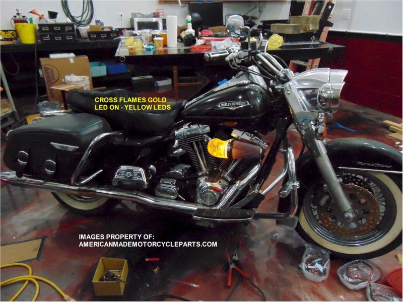 3D LED CROSS FLAMES Air Filter GOLD